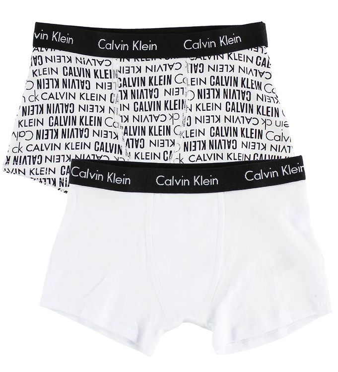 Calvin Klein Boxers - 2-Pack - White w. Text » Quick Shipping