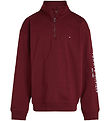 Tommy Hilfiger Sweatshirt - U Essential - Half Zip - Deep Rouge