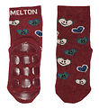Melton Sokkar - Happy Hearts - Anti-Slip - Bordeaux