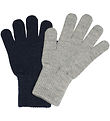 Melton Gloves - 2-Pack - Light Grey Melange/Blue