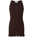 Rosemunde Top - Silk/Cotton - Dark Espresso w. Lace