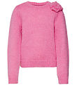 Vero Moda Girl Blouse - Knitted - VmAdia - Fuchsia Pink w. Flowe
