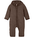 Huttelihut Pramsuit - Wool fleece - Brown Melange w. Ears
