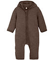 Huttelihut Pramsuit - Wool fleece - Brown Melange w. Ears