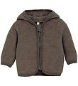 Huttelihut Cardigan - Wool fleece - Brown Melange w. Ears