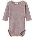 Name It Bodysuit L/æ - Wool - Noos - NbfWang - Purple Dove w. Po