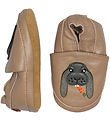 Melton Leder-Krabbelschuhe - Desert Taupe m. Kaninchen