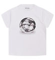 Hound T-shirt - Cropped - White w. Disco ball