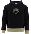 Stone Island Hoodie - Svart m. Damm Militärgrön