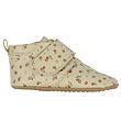 Pom Pom Leder-Krabbelschuhe - Anfänger Klettband - Apple AOP