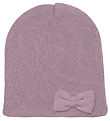 Racing Kids Beanie - Wool/Cotton - Elderberry w. Bow