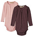 Wheat Bodysuit L/æ - 2-Pack - Rib - Lotta - Rose Frozen/Eggplant