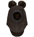 Huttelihut Balaclava - Wool - 2-layer - Dark Brown Melange w. Qu