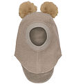 Huttelihut Balaclava - Wool - 2-layer - Camel Melange w. Pom-Pom