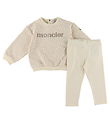 Moncler Sweatshirt/Leggings - Open White/Beige w. Leopard Print