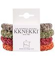 Kknekki Hárteygjur - 4 Pakki - Velúr - Grænt/Appelsína/Brúnt