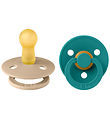 BIBS Colour Pacifiers - 2-Pack - Size 2 - Round - Taupe/Scuba