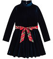 Polo Ralph Lauren Velours Kleid - Navy m. Rot