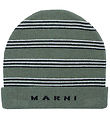 Marni Beanie - Knitted - Deep Lichen Green w. Stripes