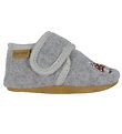En Fant Slippers - Wool - Grey Melange w. Mushrooms