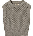 Wheat Väst - Stickad - Saga - Varmt Grey Melange m. Hålmönster