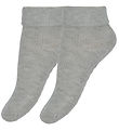 Minymo Socken - Rib - 2er-Pack - Anti-Rutsch - Light Grey Melang