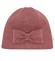 Mikk-Line Beanie w. Bow - Wool/Acrylic - 2-layer - Rose Brown