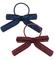 Konges Sløjd Hårstrikk m. Sløyfe - Fløyel - 2-pack - Rød/Navy