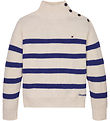 Tommy Hilfiger Bluse - Strick - Stehkragen - Ivory Petal/Keilbla