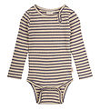 Petit Piao Bodysuit L/æ - Rib - Modal - Dusty Violet/Dark Off Wh
