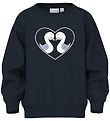 Name It Sweatshirt - NmfVenus - Dark Sapphire/Heart Swans