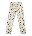 Katvig Leggings - Wool - Off White w. Dragons