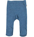 Joha Leggings w. Feet - Wool - Denim Blue