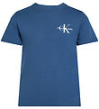 Calvin Klein Stuttermabolur - Bringaeinleikur - Ensign Blue