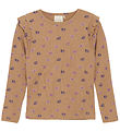 Minymo Blouse - Rib - Tannin w. Flowers
