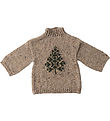 Maileg Julesweater for Elf boy - Size6 - Beige/Christmas tree