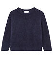Blouse American Vintage - Tricoté - Col rond - Marine Brillance