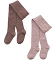 Wheat Tights - 2-Pack - Wool - Lace - Karl - Shadow Brown