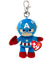 Ty Keychain w. Soft Toy - Beanie Babies - 10 cm - Marvel Captain