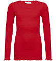 Rosemunde Blússa - Beatha - Rib - Crimson M. Blúnda