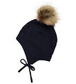 Minymo Beanie - Wool/Cotton - Parisian Night w. Faux Fur