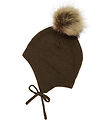 Minymo Beanie - Wool/Cotton - Canteen w. Faux Fur