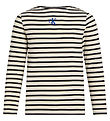 Calvin Klein Bluse - U-Boot-Ausschnitt Stripe - Turteltaube/Ck B