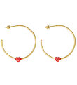 Design Letters Earrings - Little BIG Love Hoops - Gold/Red