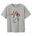 Name It T-shirt - NkmTeaske - Grey Melange w. Print