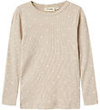 Lil' Atelier Bluse - Rib - NmfGago - Grey Morn/Heart