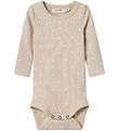 Lil' Atelier Bodysuit L/æ - Rib - NbfGago - Gray Morn/Heart