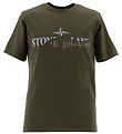 Stone Island T-Shirt - Militär Green m. Print
