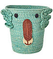 Rice Geymslukarfa - Raffia/Þang - 20x30 cm - Aqua/Koala