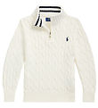 Polo Ralph Lauren Bluse m. Reißverschluss - Strick - Weiß